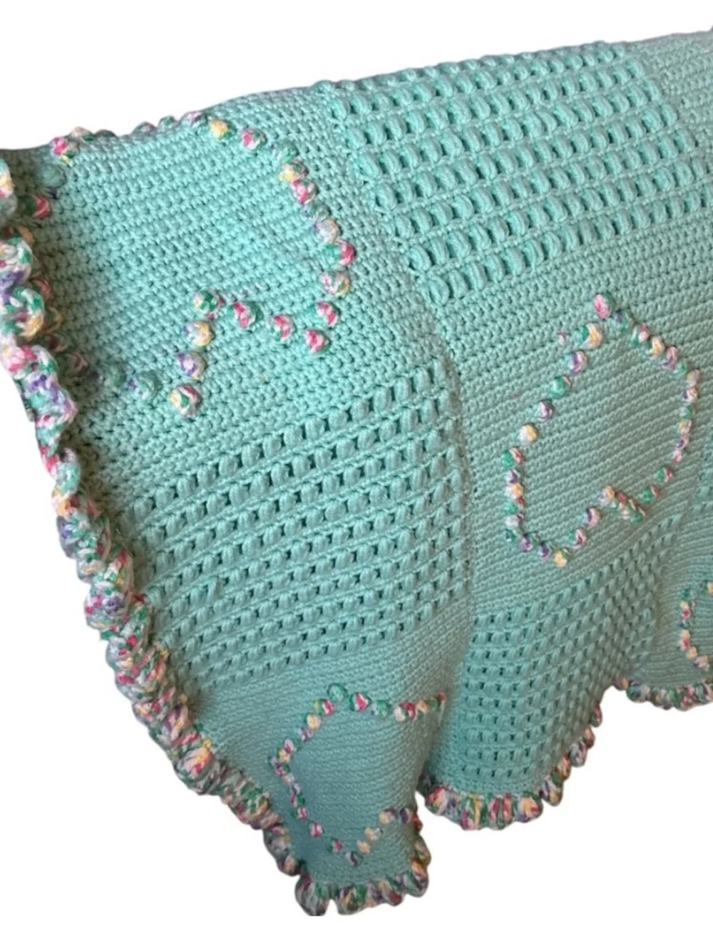 Handmade vintage Crochet Heart Blanket